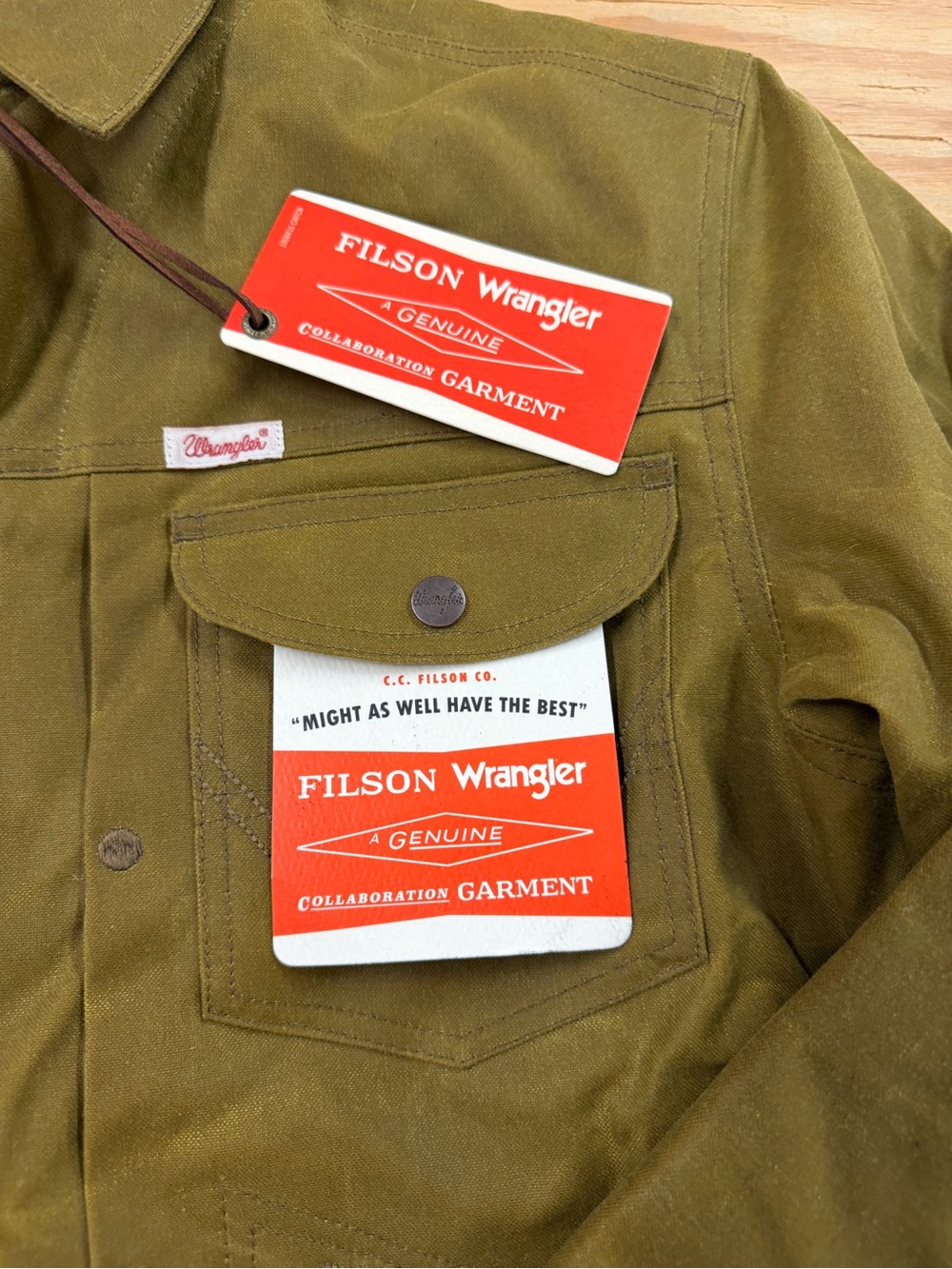 Wrangler Tan Jacket with Red & Black Plaid Lining - Picture 10 of 11